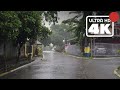 ❰4K❱ Walking in heavy rain at the village