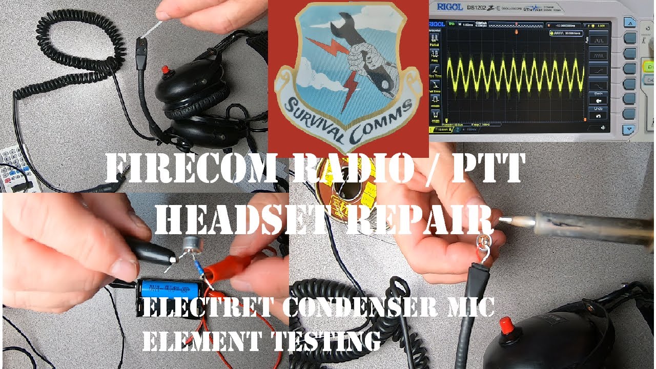 Firecom intercom and radio PTT headset repair / Electret condenser microphone element testing