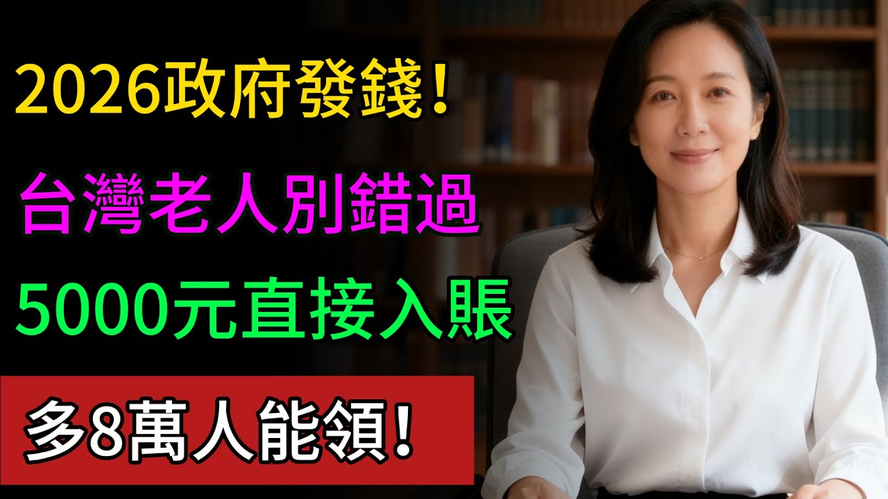 錢來了!政府大撒幣:門檻暴降!多8萬人能領!只要滿70歲,5000元直接「自動入帳」!#2026敬老紅包 #政府發錢 #長輩福利 #健康永駐 縮圖