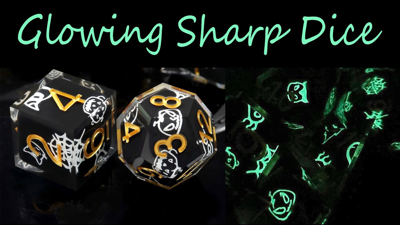 Haxtec Halloween Dice Sharp Edge Dice Set with Glow in the Dark Stickers