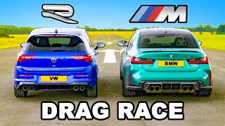 BMW M3 v Golf R: DRAG RACE