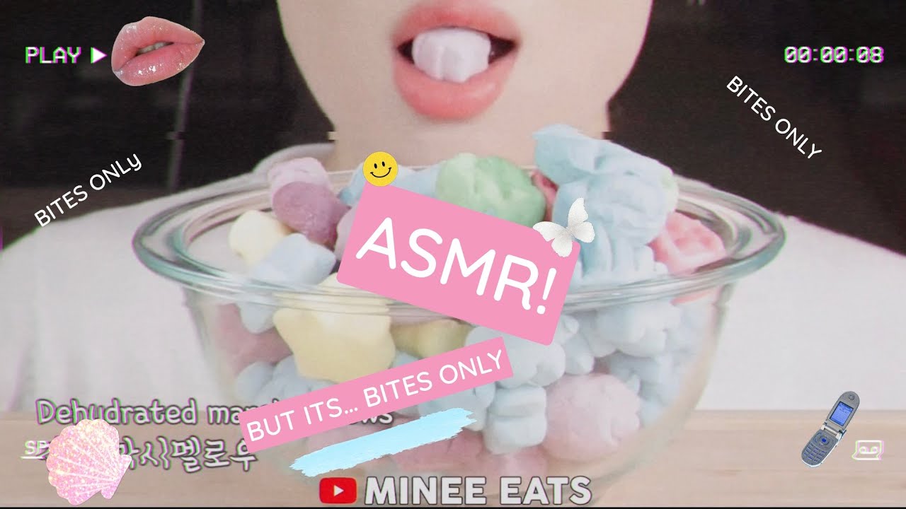 BITES ONLY: MINEE EATS (ASMR)- ASMR DEHYDRATED MARSHMALLOW CEREAL - YouTube