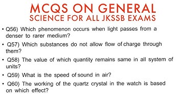 MCQs on General Science part 10 for jkssb Finance Accounts Assistant