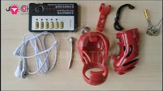 MChastity - How to Assemble Sissy in Chastity Cage ( Electric Shock )