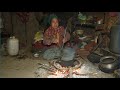 Nepali village  cooking gundruk vegetables in the village