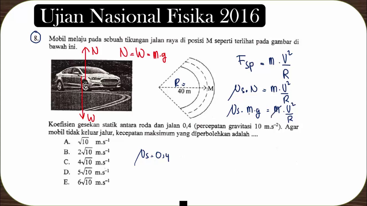 GERAK MELINGKAR KECEPATAN MAKSIMUM supaya tidak tergelincir | Soal