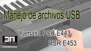 Yamaha PSR E443 y 453 Manejo de archivos USB