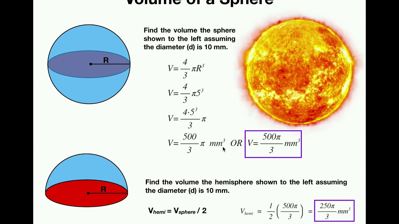 Geometry  Volume of a Sphere & Hemisphere