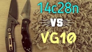 Edge Retention Test! 14c28n vs VG10 blade steel comparison  Which holds longer? Delica vs E571