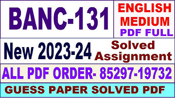banc 131 solved assignment 2023-24 in English / banc 131 solved assignment 2024 / banc 131 english