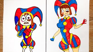 Drawing Pomni Original Vs Pomni Women | Amazing Digital Circus