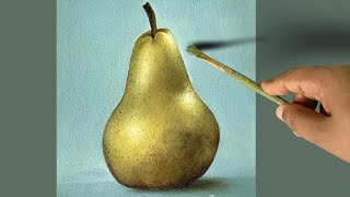 Blending techniques to paint a Pear fruit using acrylic I The Artistry of Realistic Painting
