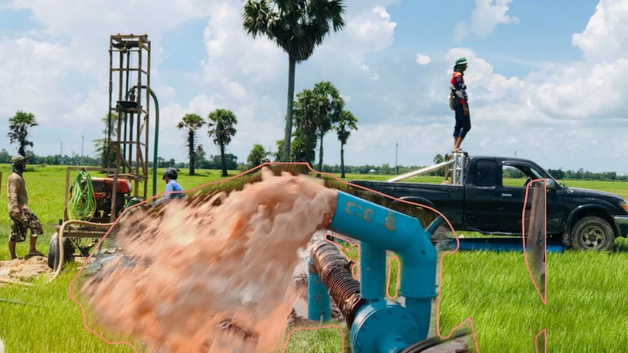 Drilling wells in rice fields YouTube