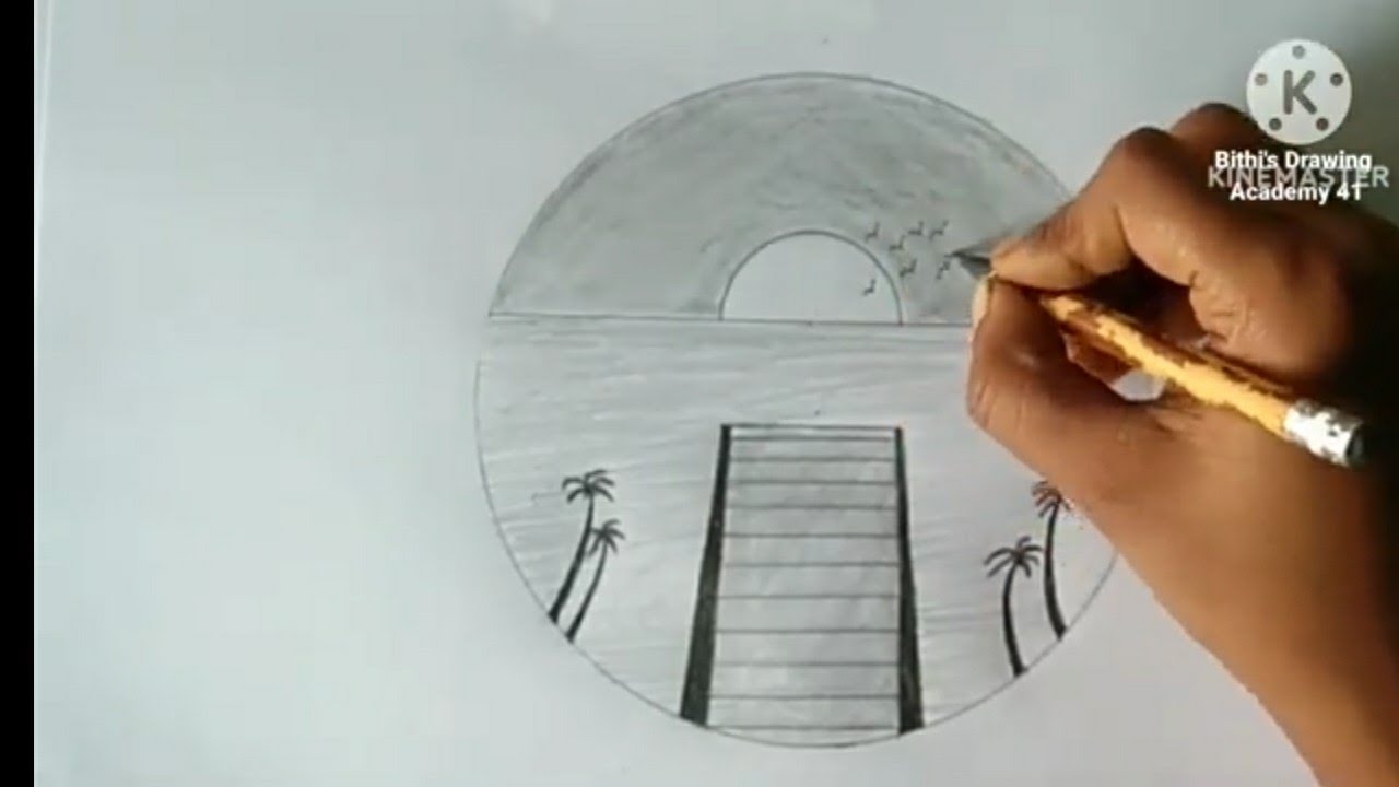 How to Draw Circle II Easy circle scenery drawing ideas II Easy circle ...