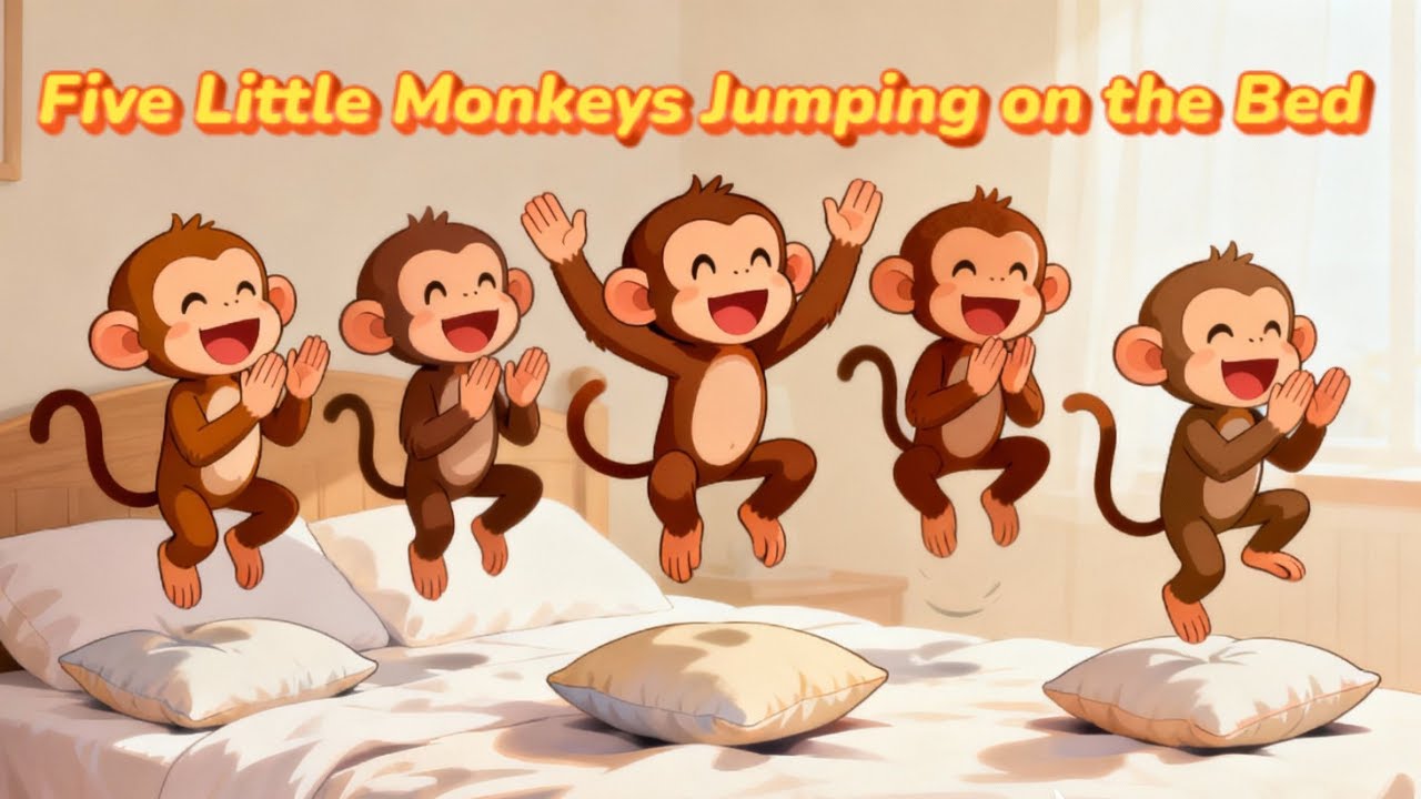 🐒 Five Little Monkeys Jumping on the Bed 🛏️ 