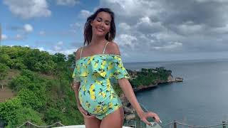 Women Off-Shoulder Maternity Swimsuits Flounce Floral One Piece Bathing Suits Reviews