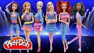 Play Doh Teen Outfits Disney Princess Elsa Anna Tiana Belle Ariel Rapunzel Inspired Costumes