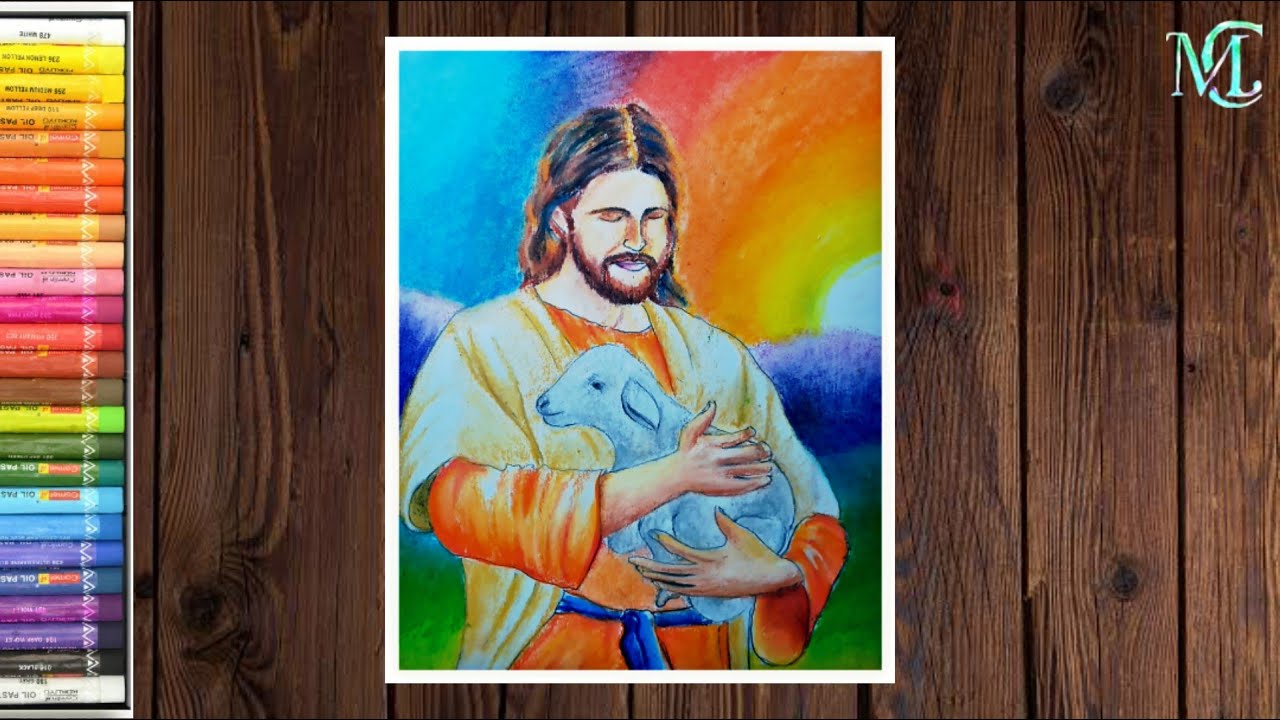 How to draw Lord Jesus Christ | Jesus Christ drawing with oil pastel ...