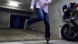 インラインスケート　ガレージでダンス