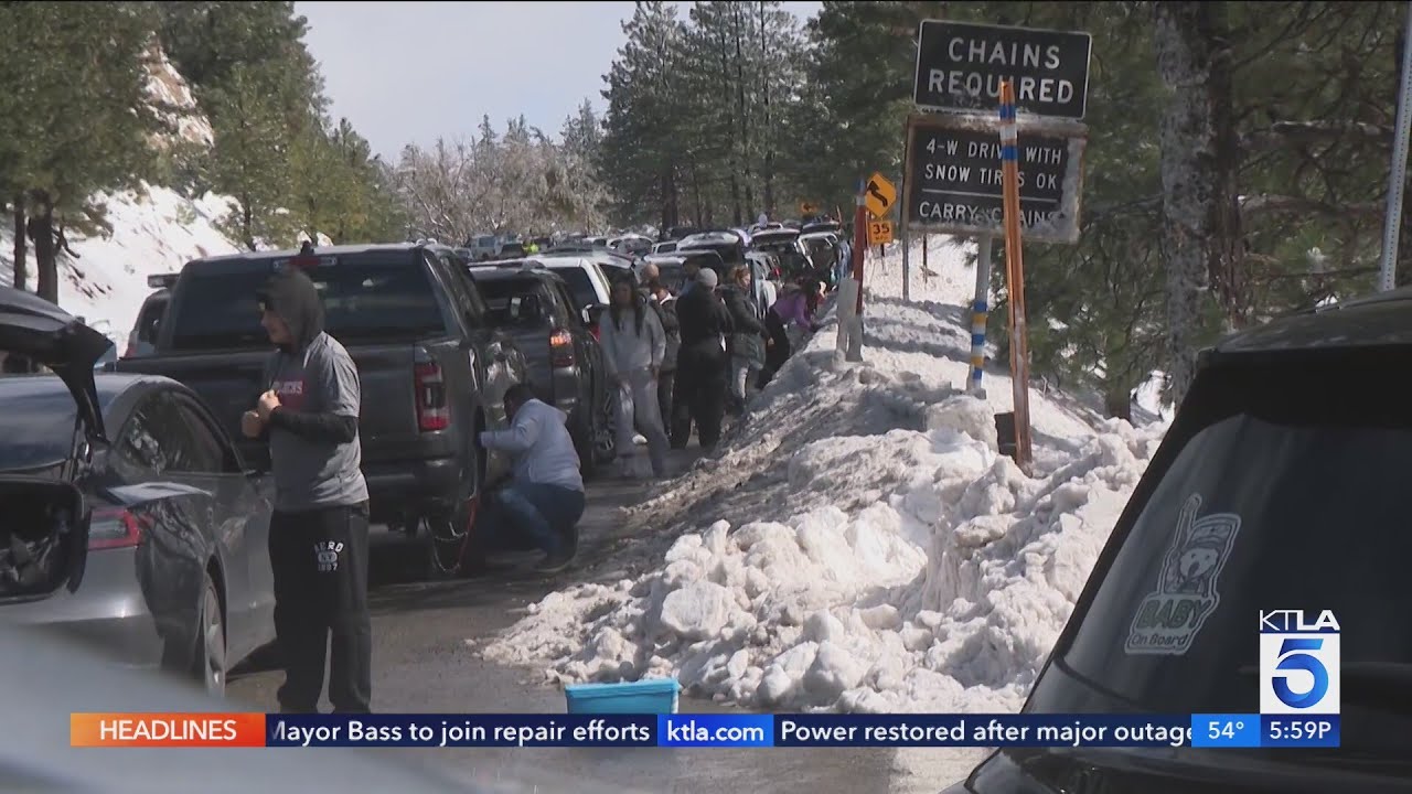 Crowds head to the mountains of SoCal for weekend fun after fresh snowfall