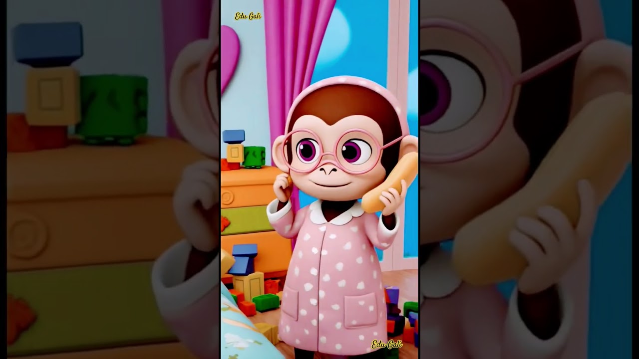 5 monkey 🙉 jumping om the bed poem 