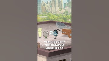 scissors buys a catapult to get rid of his problems 🚀 | rock paper scissors #shorts