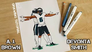 Famous How to draw DeVonta Smith and A. J. Brown celebration BAD BOYS / Philadelphia Eagles Profile