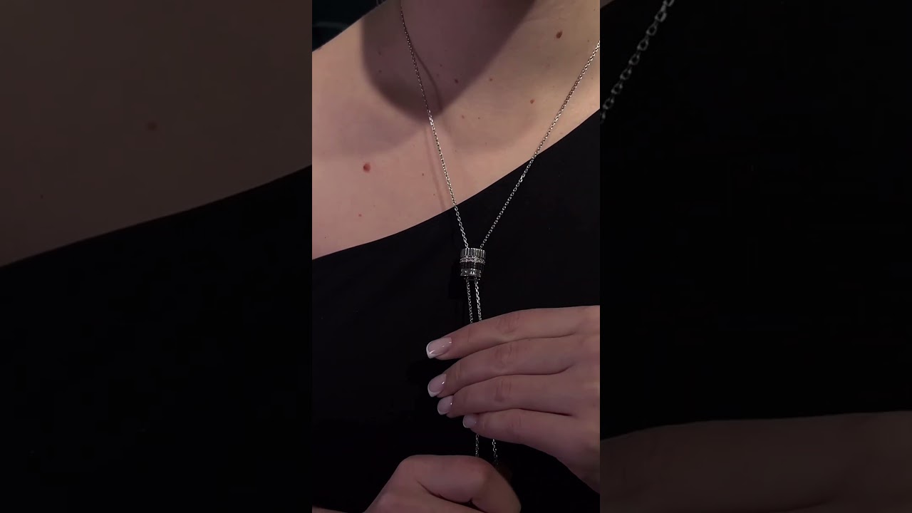 Галстук из белого золота 💎Декорированный керамикой и бриллиантовой россыпью