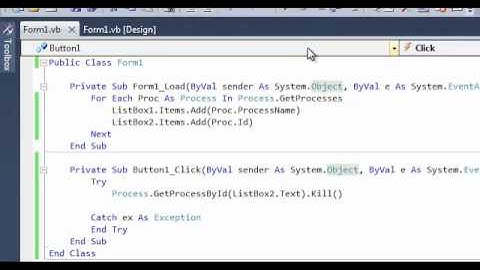 Visual basic 2008/2010 - Process list & Process kill tutorial