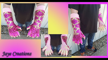 Pink and Gold Diamond Clawed Scalemail Gauntlets - JayeCreations