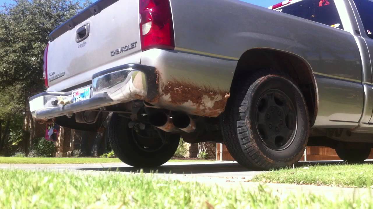 03 Silverado 5.3l 2 Thrush Welded mufflers True Dual YouTube
