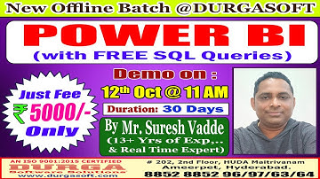POWER BI Offline Training @ DURGASOFT