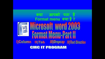 Microsoft Word 2003::Format Menu || MS-Word Format Menu || Microsoft Word In Hindi