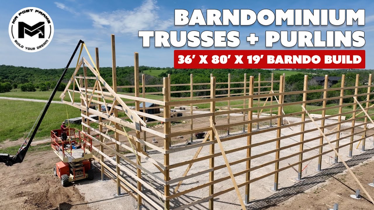 Setting Barndominium Trusses + Purlins | 36'x80'x19' Barndo Build | Ep8