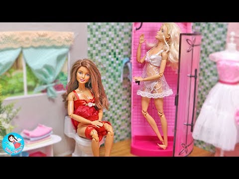 ละครบาร์บี้ กิจวัตรประจําวันของบาร์บี้ ตอนเช้า Barbie House Morning Routine Bedroom Bathroom