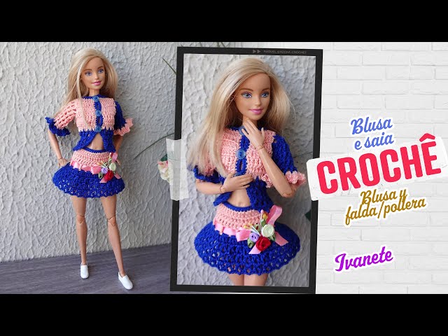 Barbie em camiseta com acabamento de crochê com um top curto e cunhas de  alpargatas generative ai