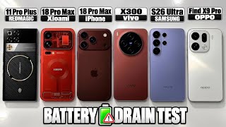 18 Pro Max vs Xiaomi 18 Pro Max vs S26 Ultra vs X300, Find X9 Pro, Redmagic 11 Pro+ Battery Test 🔋⚡️ screenshot 5