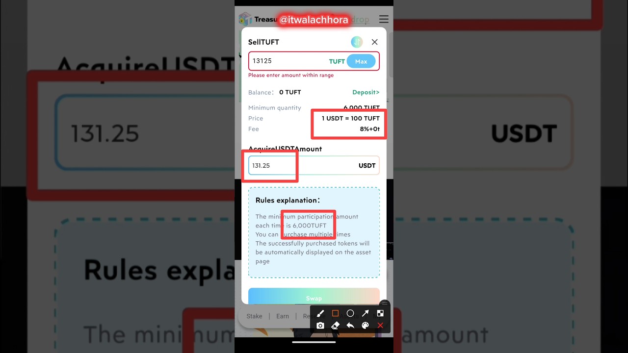 Treasure fun 1USDT = 100 TUFT buy sell price change update today 