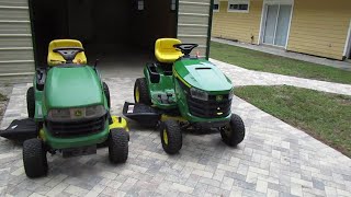 John Deere s100 Lawn mower inspection and first start. Lowes delivery.
