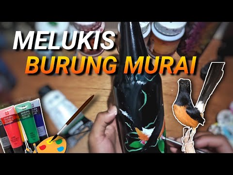 acrylic-paint.-melukis-"-burung-murai-"-di-botol-bekas-#murai-#lukisan-#arcylic-#botolbekas