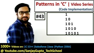 43 | Patterns in C | How to print pattern using C program | C Programming by Sanjay Gupta
