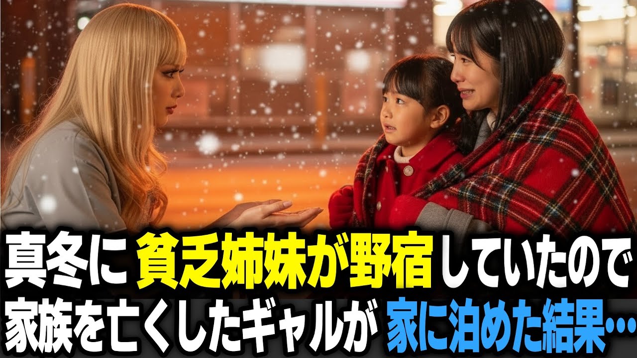 真冬の夜、コンビニ裏で野宿する貧乏姉妹→家族を亡くし絶望していた店長のギャルが声をかけた結果…