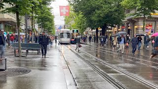Zürich Bahnhofstrasse Spaziergang bei Regen 🌧 ☔️ 4K
