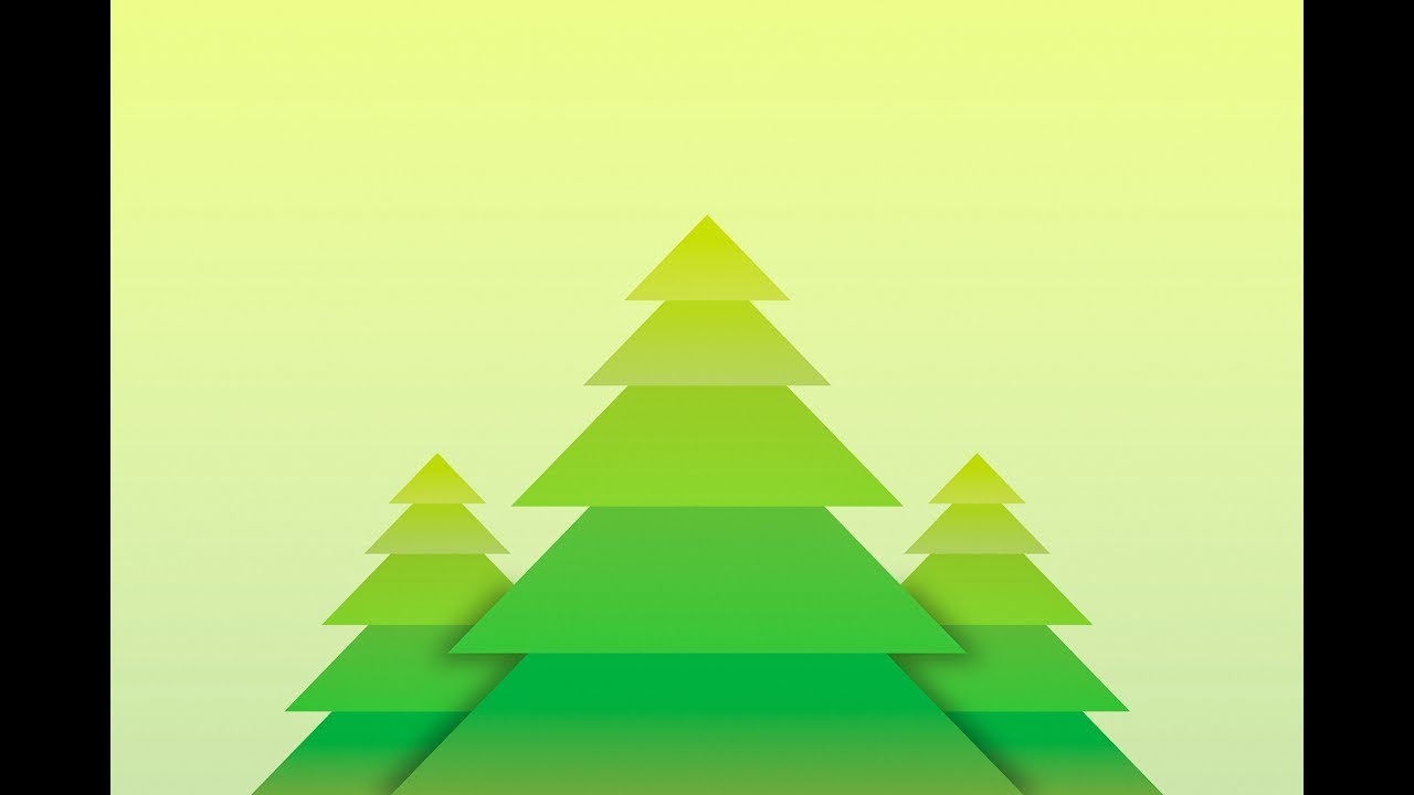 Flat Trees Landscape Illustration Easy - ( Adobe Illustrator Tutorial ...
