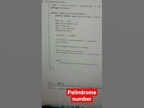 #palindrome number java program# - YouTube