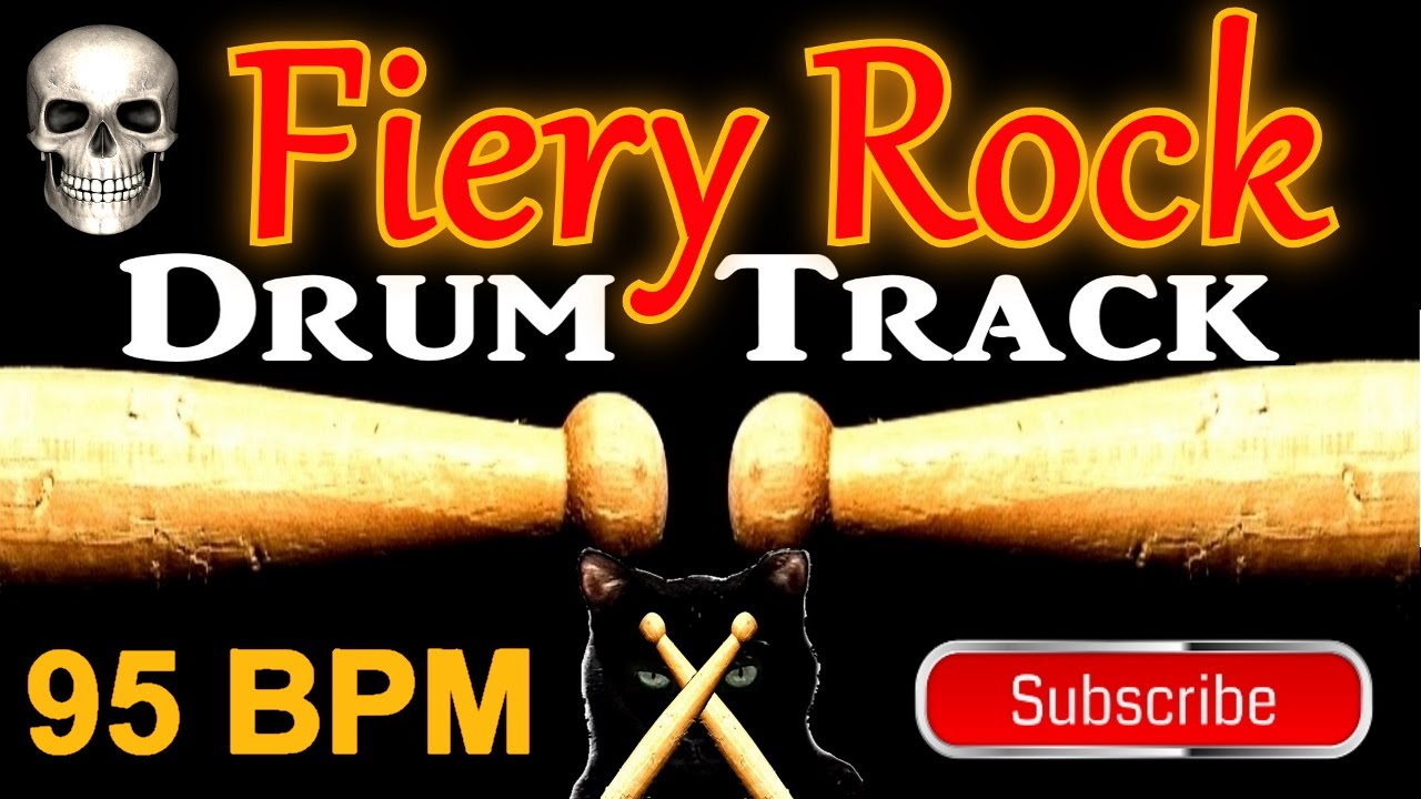 Fiery Rock Drum Track 95 BPM Drum Beats Instrumental for Bass