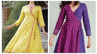 New dori kurti designs,Latest angrakha pattern kurti designs,tassel kurti design ideas,overlap kurti