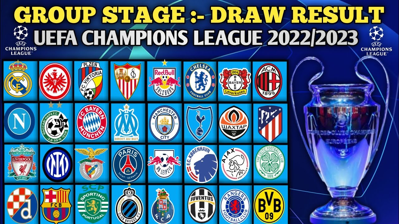 UEFA CHAMPIONS LEAGUE 2022/23 DRAW RESULT GROUP STAGE CHAMPIONS