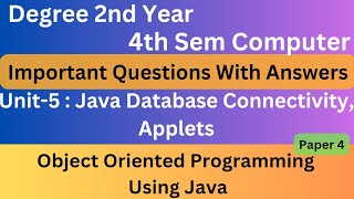 Degree 4th sem computer paper 4 imp questions with answers unit-5 *Java*For all AP Universities #bsc