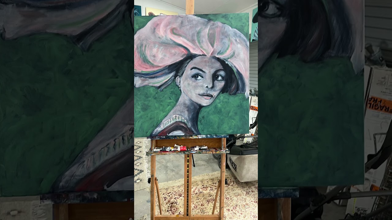 The process …Lady in a pink hat
